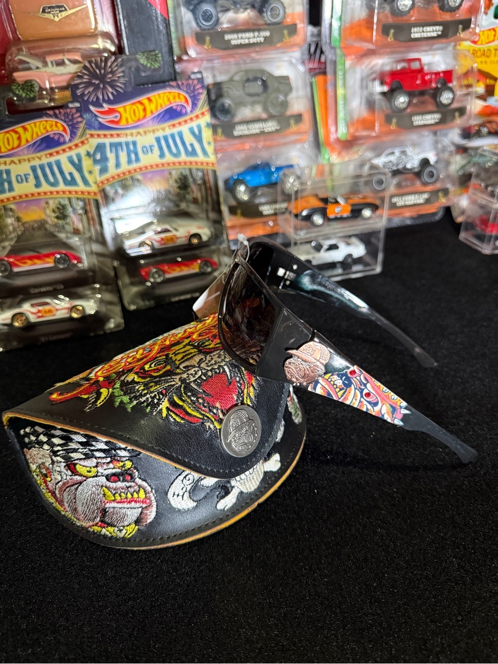 Vintage Y2K BRAND NEW Ed Hardy  Sunglasses with Multicolor Tattoo-Style Accents